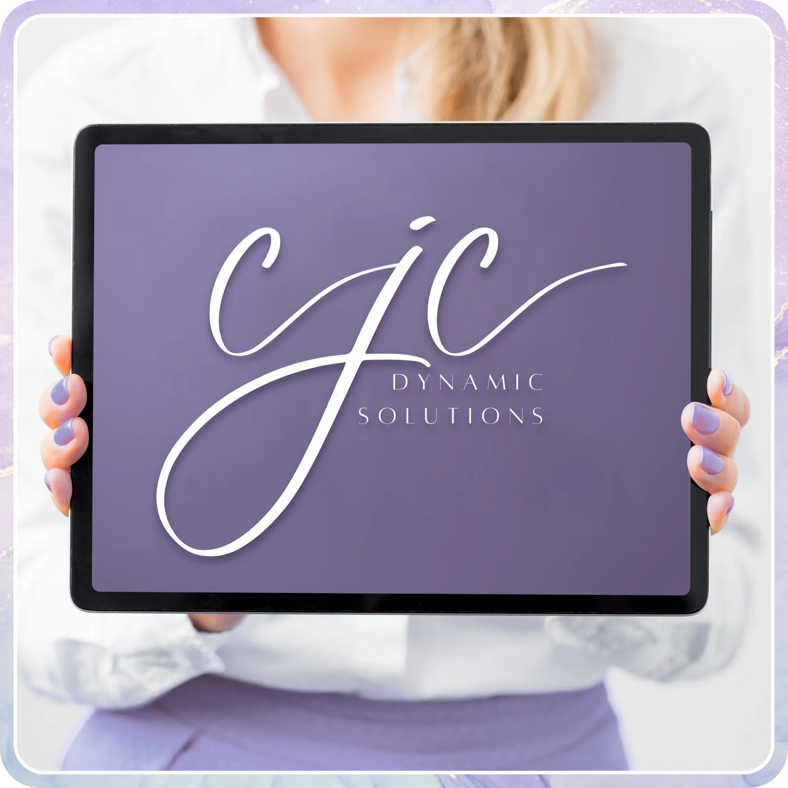 CJC Dynamic Solutions logo on tablet screen 